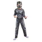 Jucarii, Copii si Bebe - Jucarii si jocuri - Jucarii de rol - Masti si costume copii - Costum Black Panther KidMania® cu muschi si masca pentru copii 5-7 ani 110-120 cm - Infinity.ro
