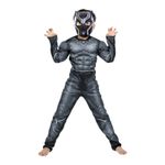 Jucarii, Copii si Bebe - Jucarii si jocuri - Jucarii de rol - Masti si costume copii - Costum Black Panther KidMania® cu muschi si masca pentru copii 5-7 ani 110-120 cm - Infinity.ro