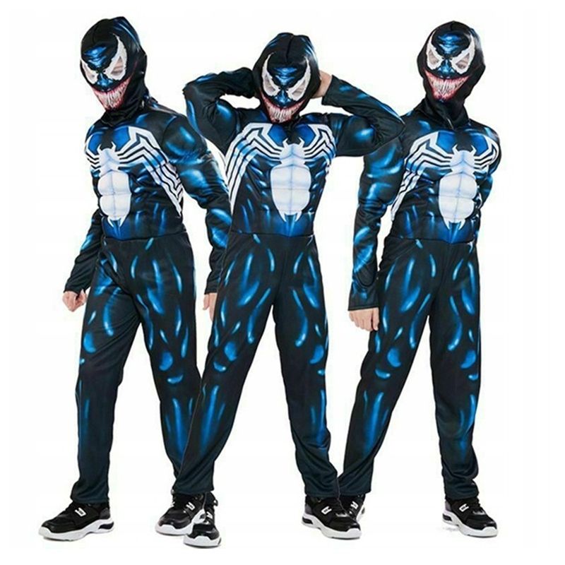 Jucarii, Copii si Bebe - Jucarii si jocuri - Jucarii de rol - Masti si costume copii - Costum Venom KidMania® cu muschi si cagula pentru copii 7-9 ani 120-130 cm - Infinity.ro