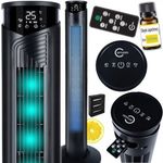 Electronice si Electrocasnice - Climatizare si sisteme de incalzire - Aparate racire aer - Ventilatoare - Ventilator turn Carruzzo cu telecomanda, 45 W, temporizator, rezervor pentru uleiuri aromate cu ulei inclus, negru - Infinity.ro