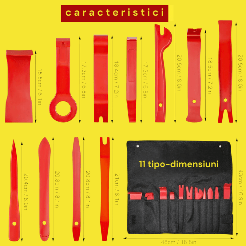 Auto si Moto - Reparatii si depanare - Scule auto - Scule si truse auto - Trusa scule plastic, 11 bucati, pentru demontare clipsuri si ornamente  tapiterie auto, plastic, husa depozitare, nu deterioreaza suprafata tapiteriei - Infinity.ro