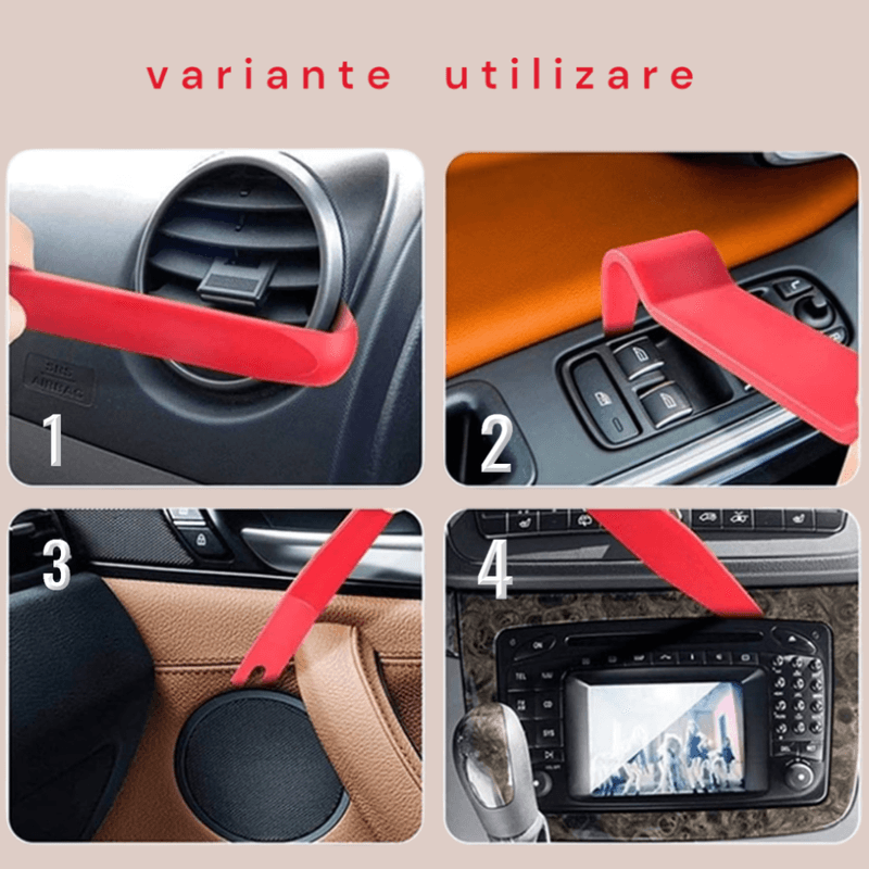 Auto si Moto - Reparatii si depanare - Scule auto - Scule si truse auto - Trusa scule plastic, 11 bucati, pentru demontare clipsuri si ornamente  tapiterie auto, plastic, husa depozitare, nu deterioreaza suprafata tapiteriei - Infinity.ro