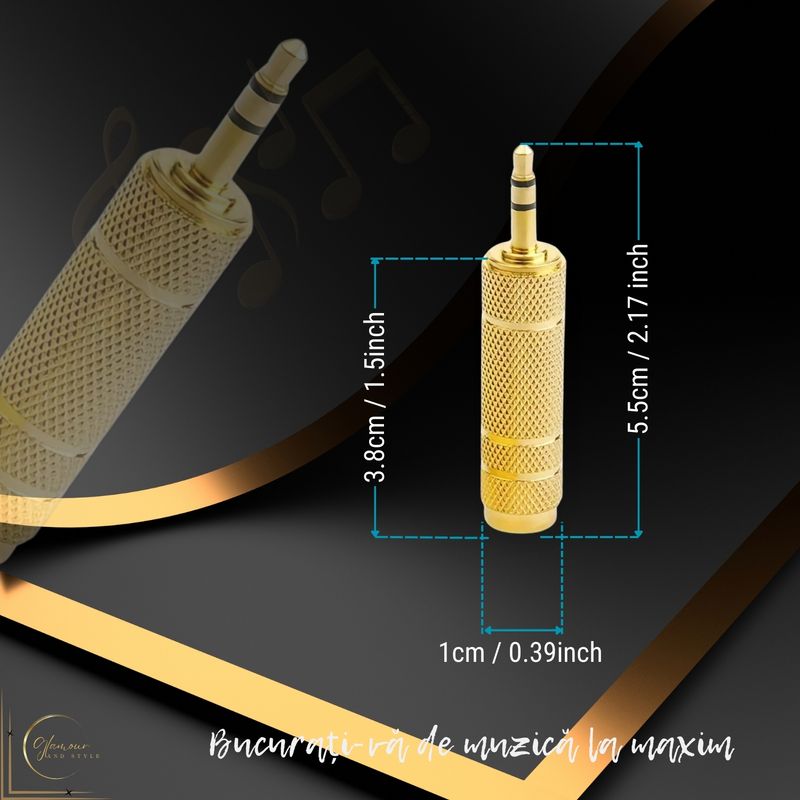 TV, Audio-Video si Foto - Audio Hi-Fi - Accesorii Audio Hi-Fi - Adaptor Audio Stereo - Transmisie Stabila, Jack 6.35mm Mama la 3.5mm Tata, Conector Auriu, Transmisie Sunet Hi-Fi - Infinity.ro