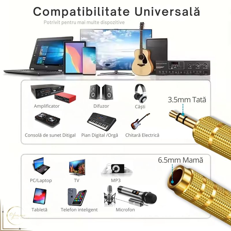 TV, Audio-Video si Foto - Audio Hi-Fi - Accesorii Audio Hi-Fi - Adaptor Audio Stereo - Transmisie Stabila, Jack 6.35mm Mama la 3.5mm Tata, Conector Auriu, Transmisie Sunet Hi-Fi - Infinity.ro