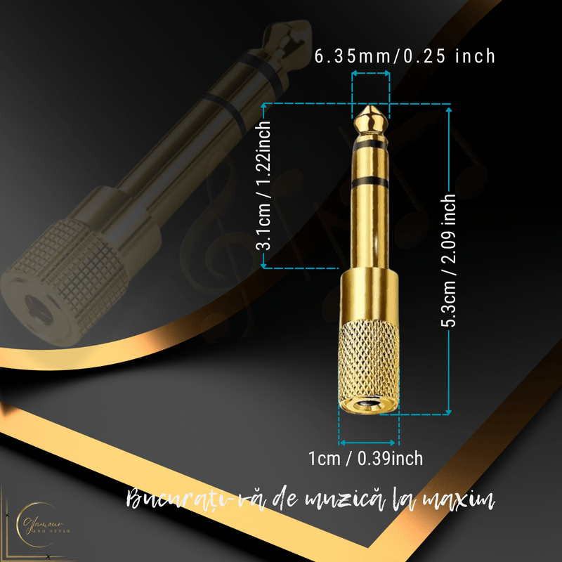 TV, Audio-Video si Foto - Audio Hi-Fi - Accesorii Audio Hi-Fi - Adaptor Audio Premium Stereo - Transmisie Stabila, Jack 3.5mm Mama la 6.35mm Tata, Conector Auriu, Sunet Hi-Fi - Infinity.ro