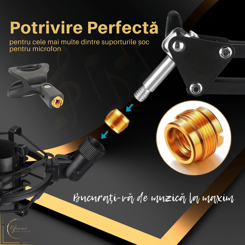 TV, Audio-Video si Foto - Audio Hi-Fi - Accesorii Audio Hi-Fi - Adaptor pentru Stativ Microfon Camera si Echipamente de Inregistrare din Aluminiu, Filet Mama 3/8" la Filet Tata 5/8" - Infinity.ro