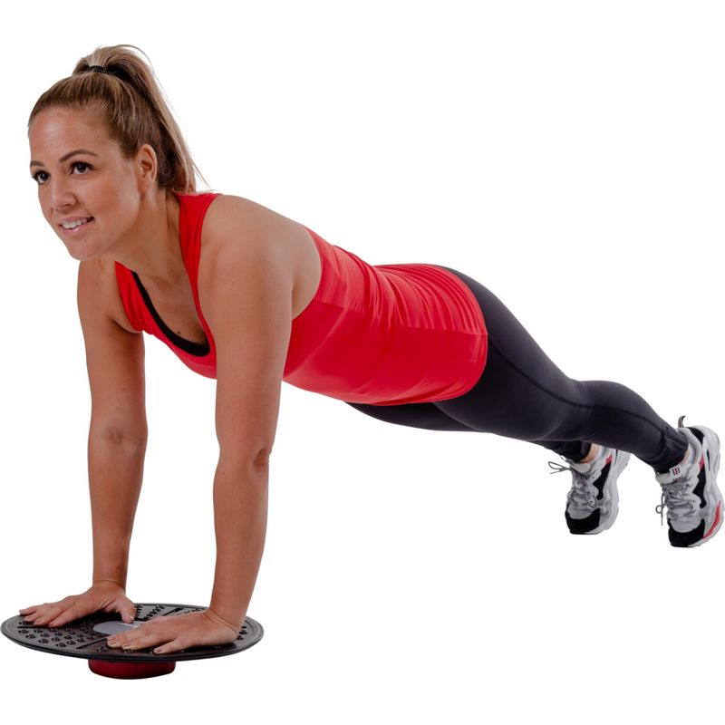 Sport si Outdoor - Fitness - Aparate fitness - Accesorii aparate fitness - Placa de echilibru Pure 2 Improve – Ø 35 cm, inaltime reglabila pana la 7 cm, negru/rosu - Infinity.ro