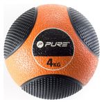 Sport si Outdoor - Fitness - Accesorii fitness - Mingi de fitness - Minge medicinala 4 kg Pure 2 Improve – Portocaliu/Negru, din cauciuc, pentru antrenamente functionale - Infinity.ro