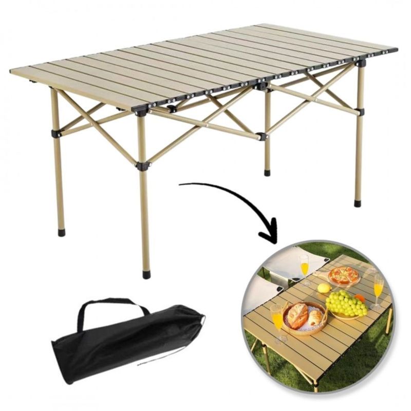 Sport si Outdoor - Camping - Mobilier pentru camping - Mese camping - Masa pliabila, cu cadru metalic si blat rezistent, compacta pentru camping – 95x56x50 cm, eCarla, SC09K - Infinity.ro