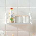Casa si Gradina - Mobilier - Biblioteci si rafturi - Rafturi - Set 2 Rafturi Albe cu Ventuze Puternice, Dimensiuni 14x31.5x12 cm ABYZ™, Solutie Moderna si Practica de Organizare - Infinity.ro