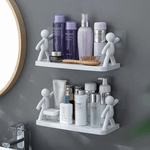 Casa si Gradina - Mobilier - Biblioteci si rafturi - Rafturi - Set 2 Rafturi Albe cu Ventuze Puternice, Dimensiuni 14x31.5x12 cm ABYZ™, Solutie Moderna si Practica de Organizare - Infinity.ro