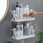 Casa si Gradina - Mobilier - Biblioteci si rafturi - Rafturi - Set 2 Rafturi Albe cu Ventuze Puternice, Dimensiuni 14x31.5x12 cm ABYZ™, Solutie Moderna si Practica de Organizare - Infinity.ro