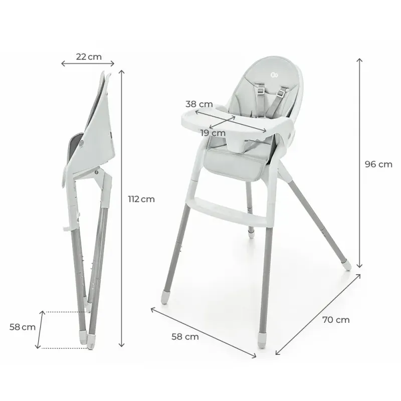Jucarii, Copii si Bebe - Hrana si alaptare - Scaune de masa bebe - Scaun De Masa Kinderkraft Dinnly, Grey - Infinity.ro
