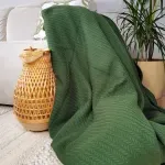 Casa si Gradina - Textile si covoare - Pături și cuverturi - Cuverturi - Cuvertura Kotonia Home - Pique, 220x240 cm, 100% bumbac, verde brad - Infinity.ro