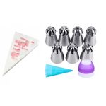 Casa si Gradina - Bucatarie si vesela - Ustensile bucatarie - Seturi ustensile de bucatarie - Set 10 piese, 7 Duiuri de Ornament pentru Torturi si Prajituri, 1 pos silicon. 1 adaptor, 100 de posuri, 562COF - Infinity.ro