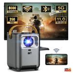 TV, Audio-Video si Foto - Videoproiectoare si accesorii - Videoproiectoare - VideoProiector Smart Portabil 4K UHD, Linomag®, WiFi, Bluetooth 5.0, Ecran de pana la 200", Android TV, Boxe 5W, Gri - Infinity.ro