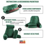 Casa si Gradina - Textile si covoare - Perne si pilote - Perne - Perna pentru Citit cu Cotiere, Suport pentru Cap/Gat Detasabil, Linomag®, 2 x Buzunare Laterale, Verde, 91.5x75cm - Infinity.ro
