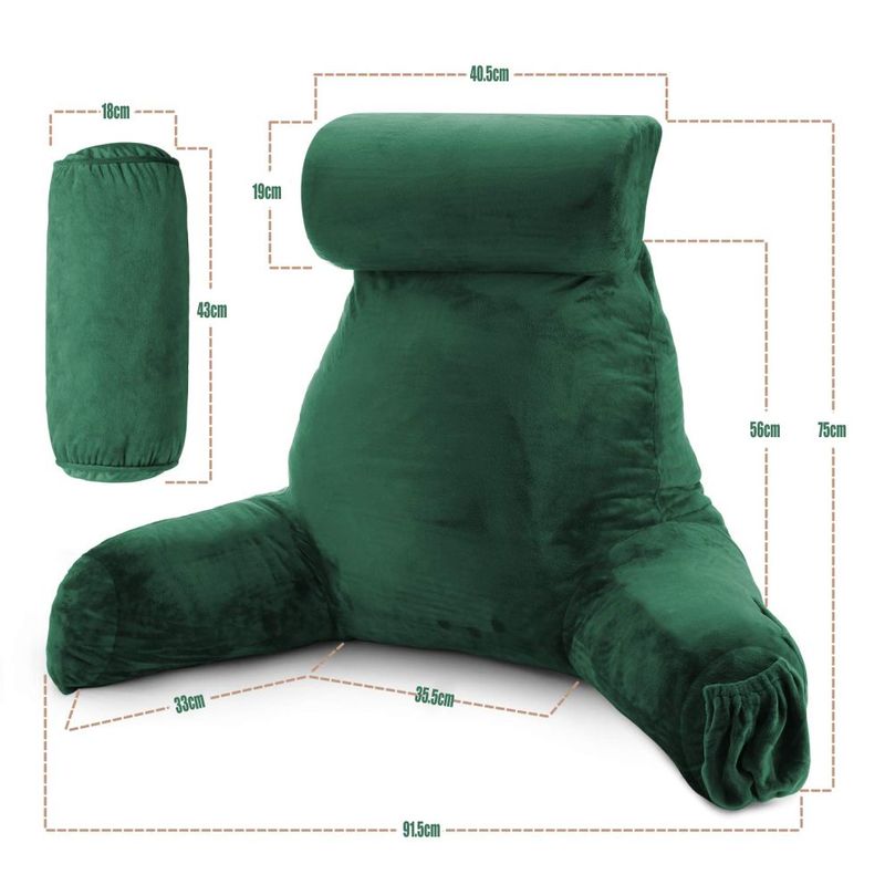 Casa si Gradina - Textile si covoare - Perne si pilote - Perne - Perna pentru Citit cu Cotiere, Suport pentru Cap/Gat Detasabil, Linomag®, 2 x Buzunare Laterale, Verde, 91.5x75cm - Infinity.ro