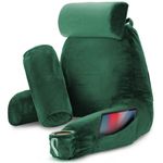 Casa si Gradina - Textile si covoare - Perne si pilote - Perne - Perna pentru Citit cu Cotiere, Suport pentru Cap/Gat Detasabil, Linomag®, 2 x Buzunare Laterale, Verde, 91.5x75cm - Infinity.ro