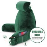 Casa si Gradina - Textile si covoare - Perne si pilote - Perne - Perna pentru Citit cu Cotiere, Suport pentru Cap/Gat Detasabil, Linomag®, 2 x Buzunare Laterale, Verde, 91.5x75cm - Infinity.ro