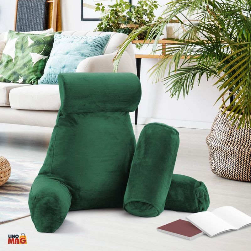 Casa si Gradina - Textile si covoare - Perne si pilote - Perne - Perna pentru Citit cu Cotiere, Suport pentru Cap/Gat Detasabil, Linomag®, 2 x Buzunare Laterale, Verde, 91.5x75cm - Infinity.ro