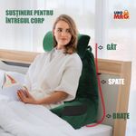 Casa si Gradina - Textile si covoare - Perne si pilote - Perne - Perna pentru Citit cu Cotiere, Suport pentru Cap/Gat Detasabil, Linomag®, 2 x Buzunare Laterale, Verde, 91.5x75cm - Infinity.ro