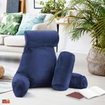 Casa si Gradina - Textile si covoare - Perne si pilote - Perne - Perna pentru Citit cu Cotiere, Suport pentru Cap/Gat Detasabil, Linomag®, 2 x Buzunare Laterale, Albastru, 91.5x75cm - Infinity.ro