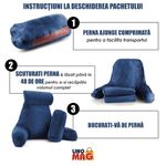 Casa si Gradina - Textile si covoare - Perne si pilote - Perne - Perna pentru Citit cu Cotiere, Suport pentru Cap/Gat Detasabil, Linomag®, 2 x Buzunare Laterale, Albastru, 91.5x75cm - Infinity.ro