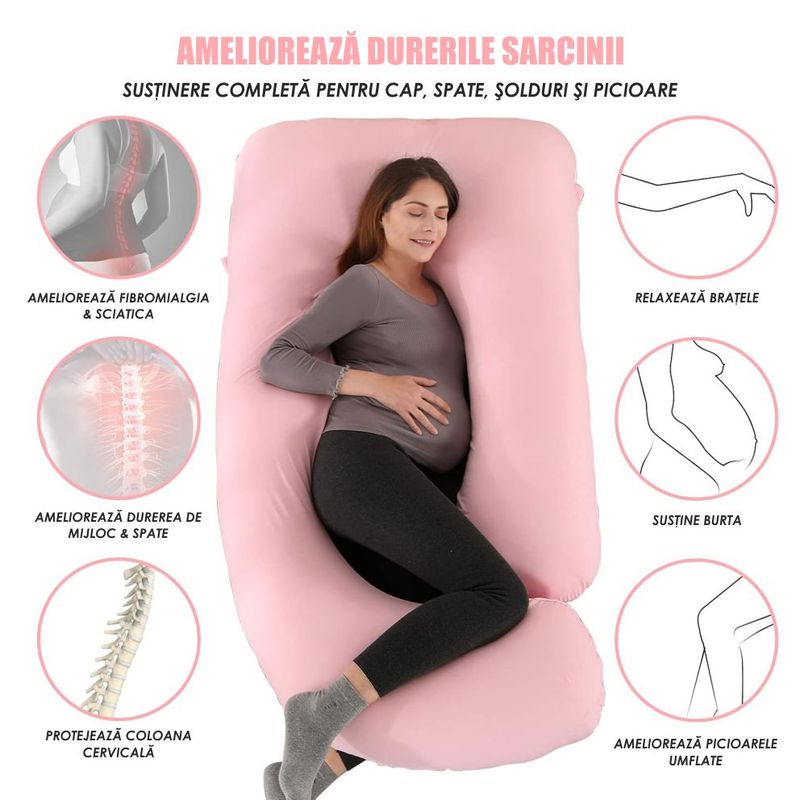 Ingrijire personala si Cosmetice - Sanatate si wellness - Aparate medicale - Suporturi ortopedice si orteze - Perna Gravide si Alaptare 3 in 1 Linomag®, Multifunctionala, Sustinere  pentru Burta, Spate, Bebelus, Relaxare, Roz - Infinity.ro