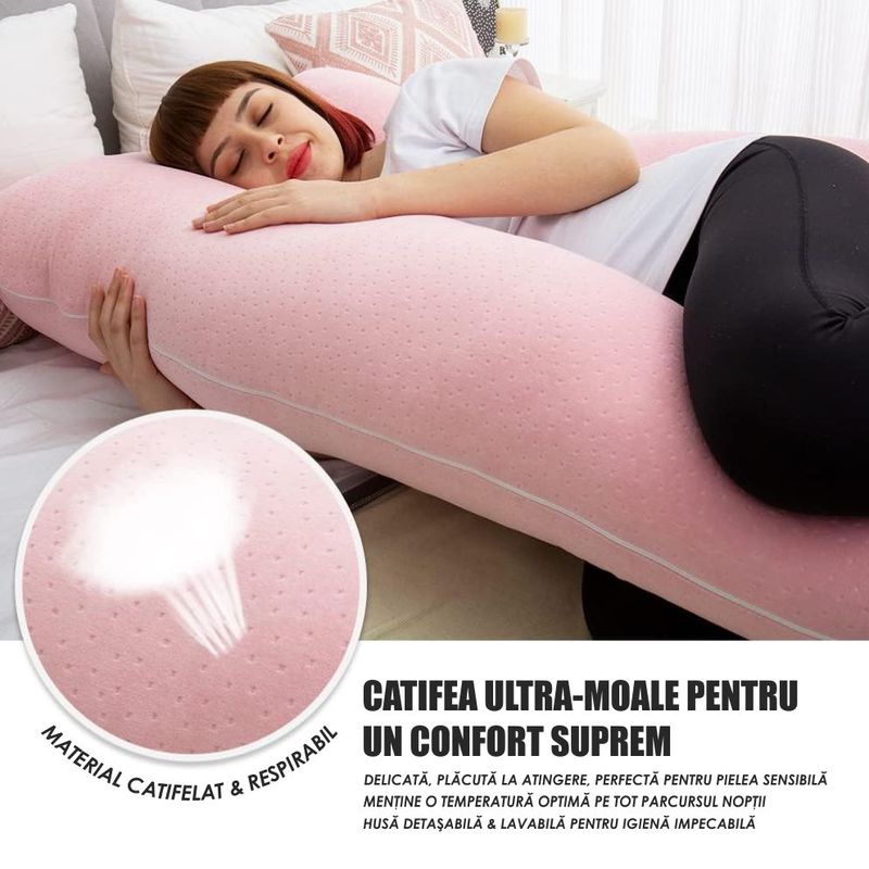 Ingrijire personala si Cosmetice - Sanatate si wellness - Aparate medicale - Suporturi ortopedice si orteze - Perna Gravide si Alaptare 3 in 1 Linomag®, Multifunctionala, Sustinere  pentru Burta, Spate, Bebelus, Relaxare, Roz - Infinity.ro