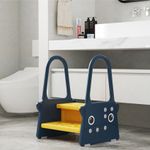 Jucarii, Copii si Bebe - Igiena si ingrijire - Baia bebelusului - Olite si reductoare WC - Scaunel Inaltator Copii tip scara cu manere, 2 trepte, antialunecare, WC, baie, bucatarie, Albastru/Galben - Infinity.ro