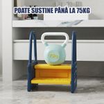 Jucarii, Copii si Bebe - Igiena si ingrijire - Baia bebelusului - Olite si reductoare WC - Scaunel Inaltator Copii tip scara cu manere, 2 trepte, antialunecare, WC, baie, bucatarie, Albastru/Galben - Infinity.ro
