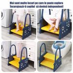 Jucarii, Copii si Bebe - Igiena si ingrijire - Baia bebelusului - Olite si reductoare WC - Scaunel Inaltator Copii tip scara cu manere, 2 trepte, antialunecare, WC, baie, bucatarie, Albastru/Galben - Infinity.ro