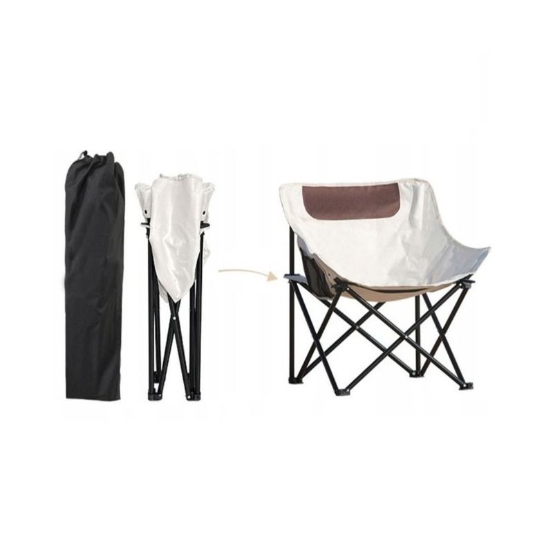 Sport si Outdoor - Camping - Mobilier pentru camping - Scaune camping - Scaun pliabil, cu buzunar lateral, cadru metalic si husa de transport, culoarea bej, 65 x 59 x 41 cm, eCarla, KRT11K - Infinity.ro