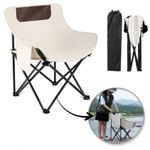 Sport si Outdoor - Camping - Mobilier pentru camping - Scaune camping - Scaun pliabil, cu buzunar lateral, cadru metalic si husa de transport, culoarea bej, 65 x 59 x 41 cm, eCarla, KRT11K - Infinity.ro