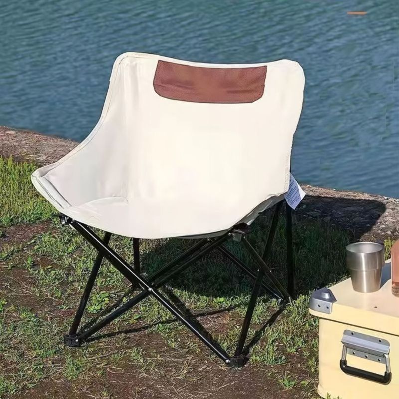 Sport si Outdoor - Camping - Mobilier pentru camping - Scaune camping - Scaun pliabil, cu buzunar lateral, cadru metalic si husa de transport, culoarea bej, 65 x 59 x 41 cm, eCarla, KRT11K - Infinity.ro