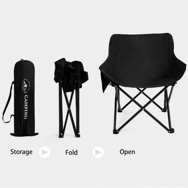 Sport si Outdoor - Camping - Mobilier pentru camping - Scaune camping - Scaun pliabil, cu buzunar lateral, cadru metalic si husa de transport, culoarea negru, 65 x 59 x 41 cm, eCarla, KRT11CZ - Infinity.ro