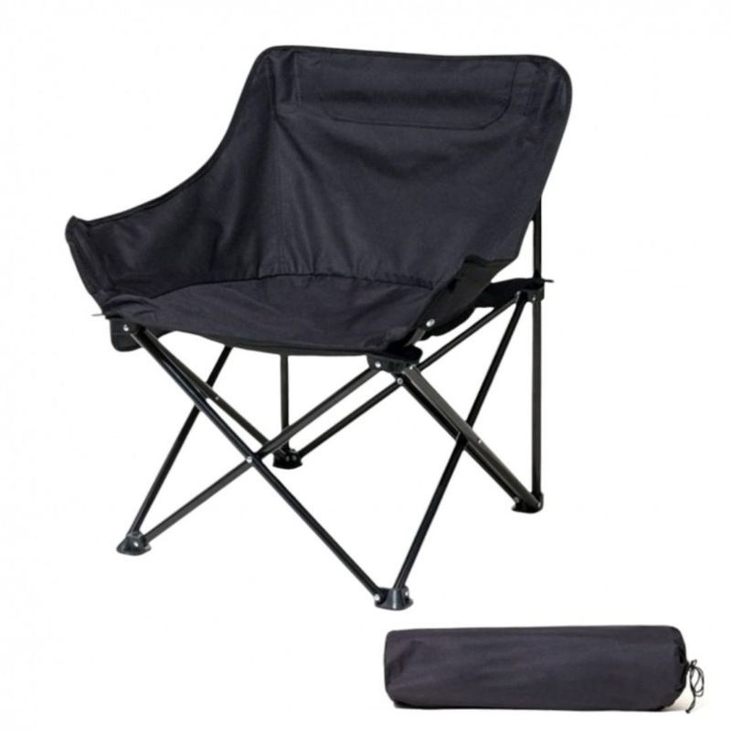 Sport si Outdoor - Camping - Mobilier pentru camping - Scaune camping - Scaun pliabil, cu buzunar lateral, cadru metalic si husa de transport, culoarea negru, 65 x 59 x 41 cm, eCarla, KRT11CZ - Infinity.ro