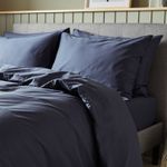 Casa si Gradina - Textile si covoare - Lenjerii de pat - Cearceafuri de pat - Cearceaf pentru pat Kotonia Home, 100% bumbac, ranforce color uni, bleumarin, 220 x 240 cm - Infinity.ro