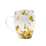 Casa si Gradina - Bucatarie si vesela - Cani si pahare - Cani si cesti - Cana cu flori uscate statice yellow, pereti dubli, sticla borosilicata, 350 ml, SZK103 - Infinity.ro
