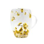 Casa si Gradina - Bucatarie si vesela - Cani si pahare - Cani si cesti - Cana cu flori uscate statice yellow, pereti dubli, sticla borosilicata, 350 ml, SZK103 - Infinity.ro