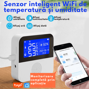 Senzor Temperatura / Umiditate WiFi Inteligent, Sonda Externa, Ecran LCD 2.9", Tuya/Smart Life/Alexa/Google Assistant