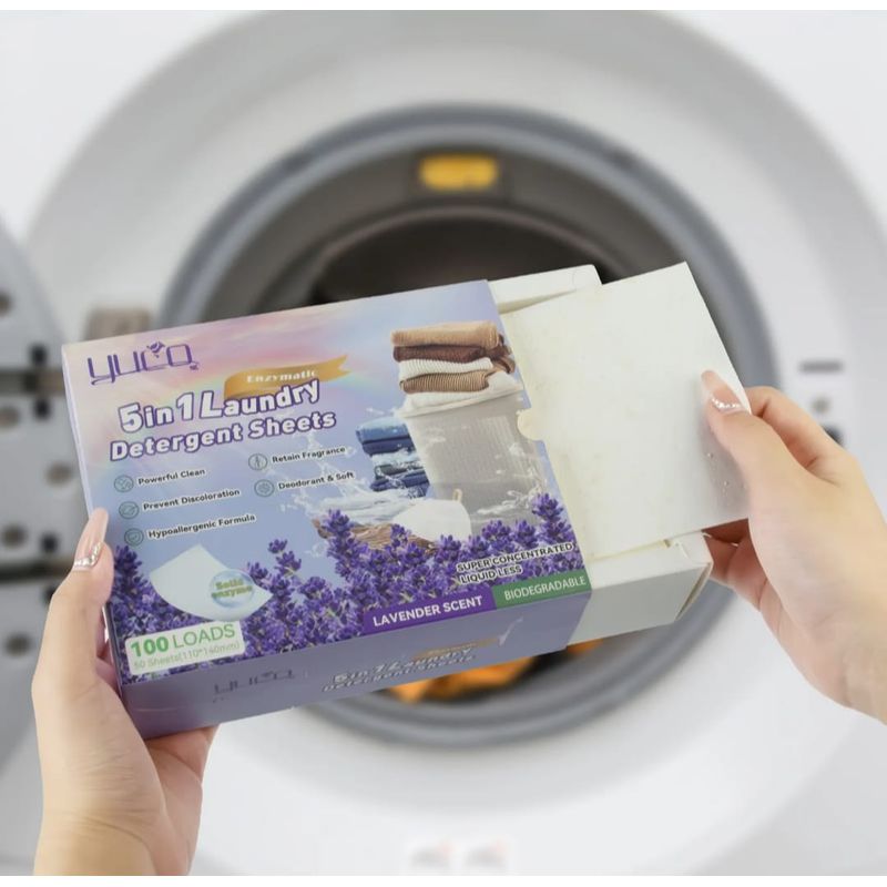 Market - Spalare si intretinere rufe - Produse intretinere textile - Detergent rufe - Detergent Rufe 5 in 1 Tip Servetel – 50 Buc (100 Spalari), Parfum de Lavanda - Infinity.ro