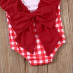 Fashion, accesorii si bijuterii - Copii - Lenjerie si pijamale copii - Costume de baie copii - Costum de baie cu patratele rosii si bentita, marime 120 - Infinity.ro