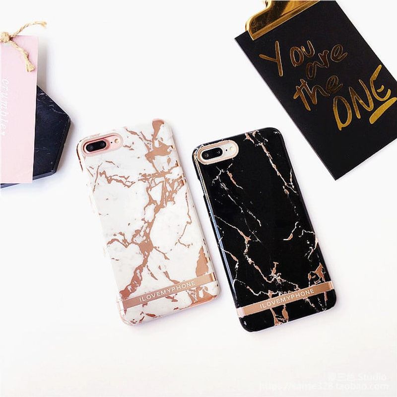 Laptop, Telefoane si Tablete - Telefoane mobile si accesorii - Accesorii Telefoane - Huse telefoane - Husa MyStyle Marble, Apple iPhone 7 Plus, TPU, negru-auriu - Infinity.ro