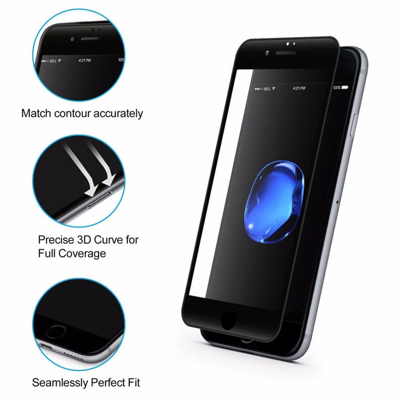 Laptop, Telefoane si Tablete - Telefoane mobile si accesorii - Accesorii Telefoane - Folii protectie telefoane - Folie de protectie Tempered Glass 0.33mm 3D  iPhone 6 Plus / 6S Plus, negru - Infinity.ro