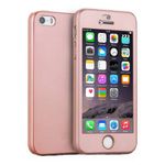 Laptop, Telefoane si Tablete - Telefoane mobile si accesorii - Accesorii Telefoane - Huse telefoane - Husa Full Cover 360° (fata + spate + geam sticla) pentru Apple iPhone 5 / 5S, rose gold - Infinity.ro