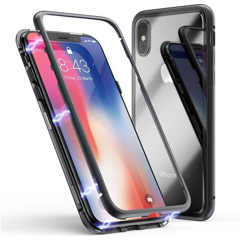 Laptop, Telefoane si Tablete - Telefoane mobile si accesorii - Accesorii Telefoane - Huse telefoane - Husa Magnetic Case 360°, compatibila cu Apple pentru Iphone XS, BGold, Clear&Black - Infinity.ro