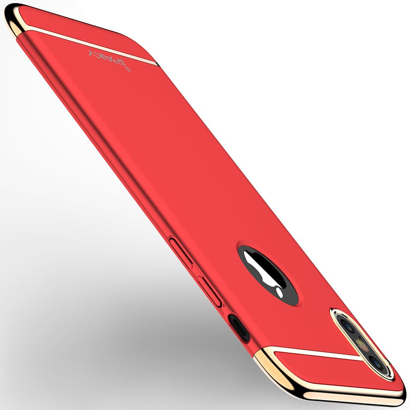 Laptop, Telefoane si Tablete - Telefoane mobile si accesorii - Accesorii Telefoane - Huse telefoane - Husa IPAKY Glamour Fashion Look 3 in 1 Hybrid cu Insertie Aurie - Iphone X (Red) - Infinity.ro