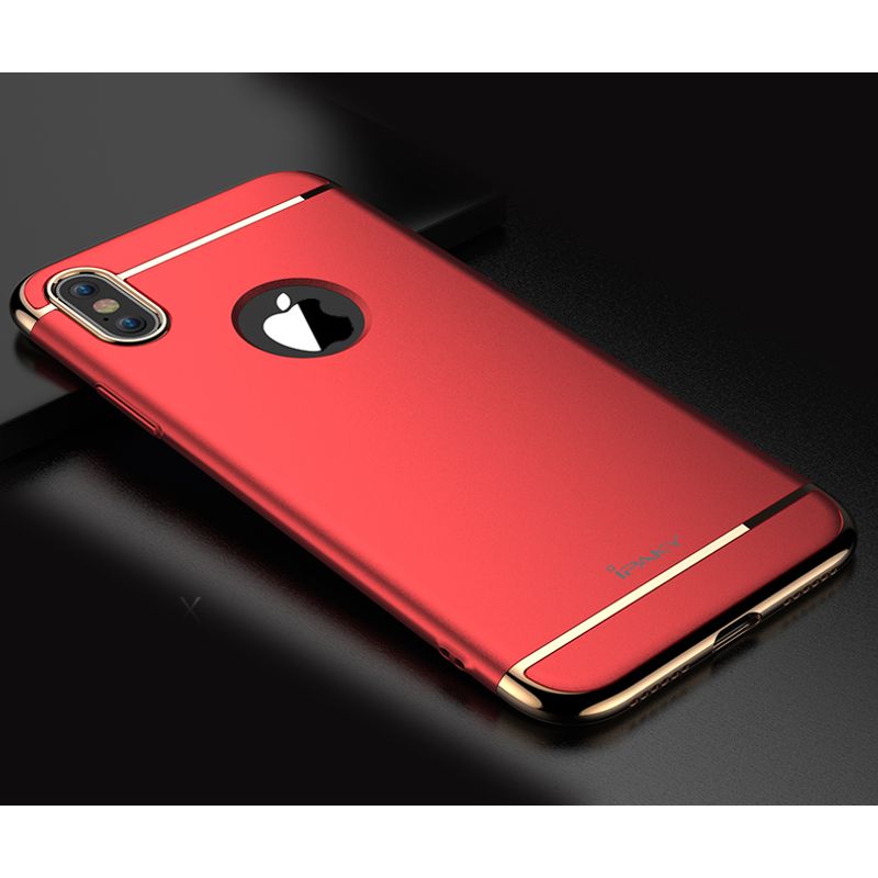 Laptop, Telefoane si Tablete - Telefoane mobile si accesorii - Accesorii Telefoane - Huse telefoane - Husa IPAKY Glamour Fashion Look 3 in 1 Hybrid cu Insertie Aurie - Iphone X (Red) - Infinity.ro